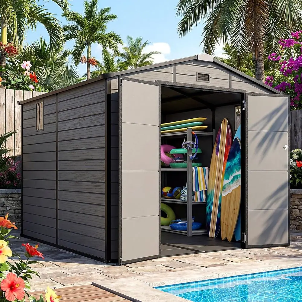 Gardening Tool - 8x8 Outdoor Storage Shed with Floor,