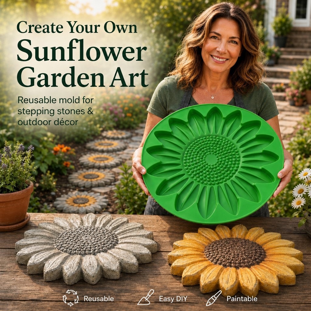 Gardening Tools Usa - Sunflower Terrace Stone Mold Set, Concrete