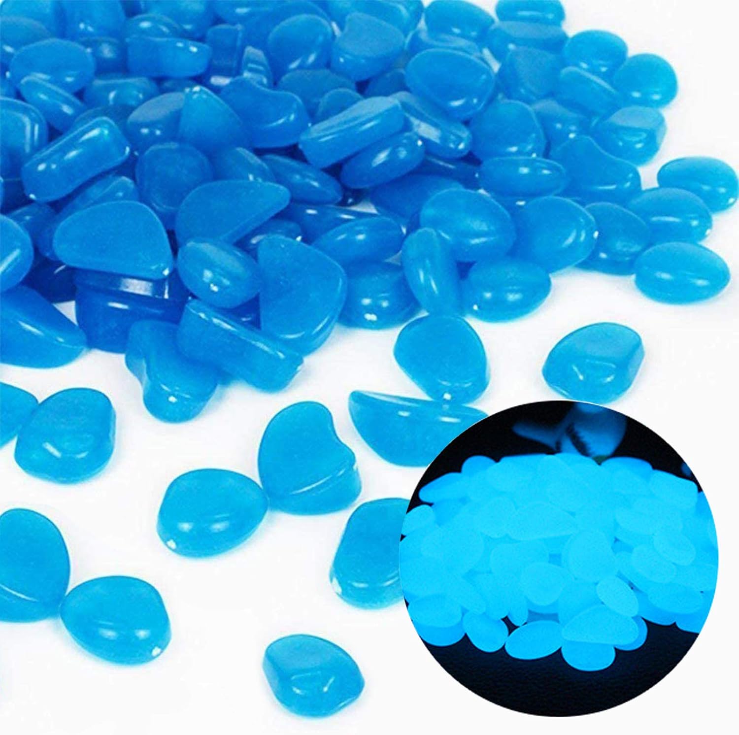 Aquaponics Fish Tank - Fish Tank Rocks Glow Blue Pebbles