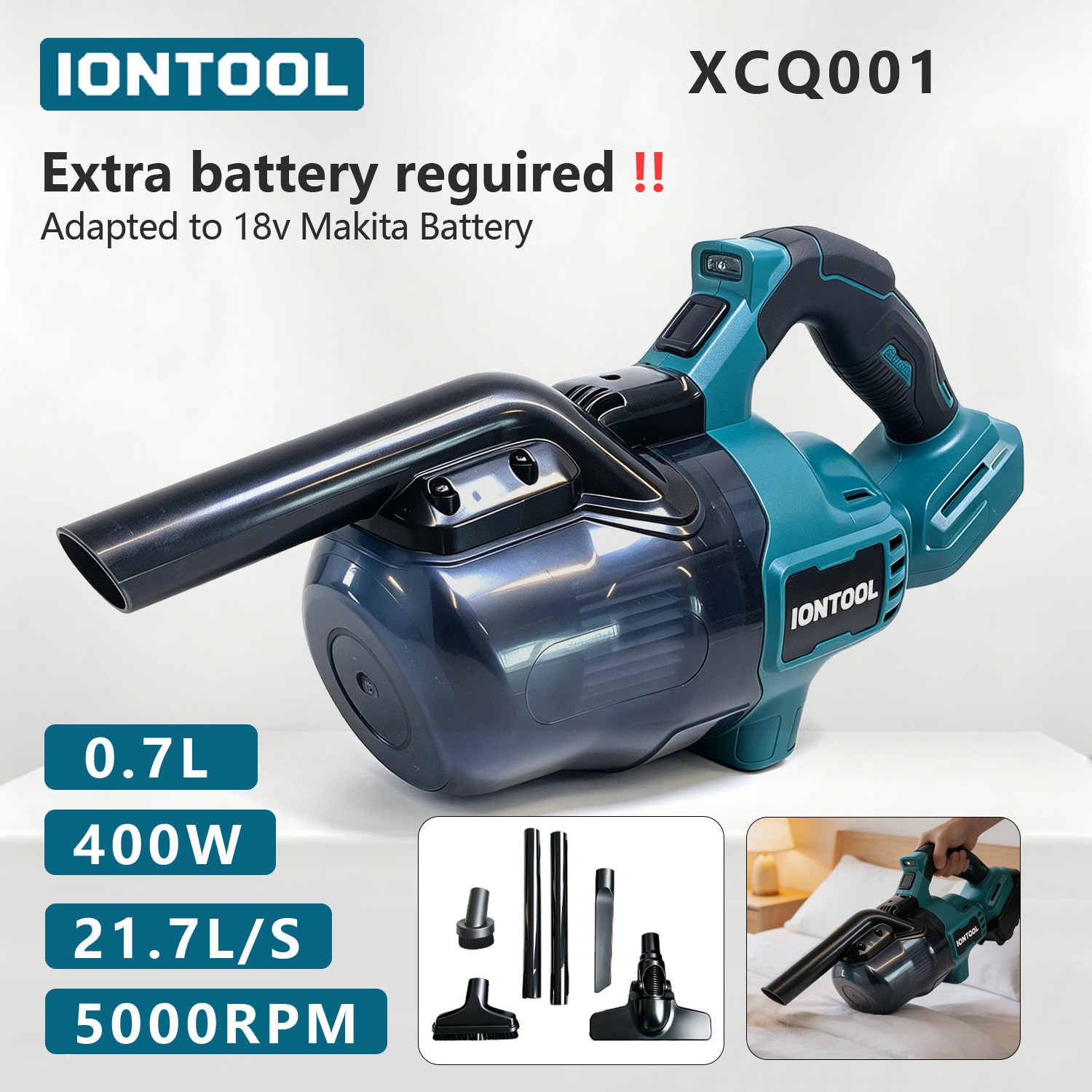 Gardening Tools Battery Powered - IONTOOL 5000RPM Cordless Vacuum Cleaner Electric