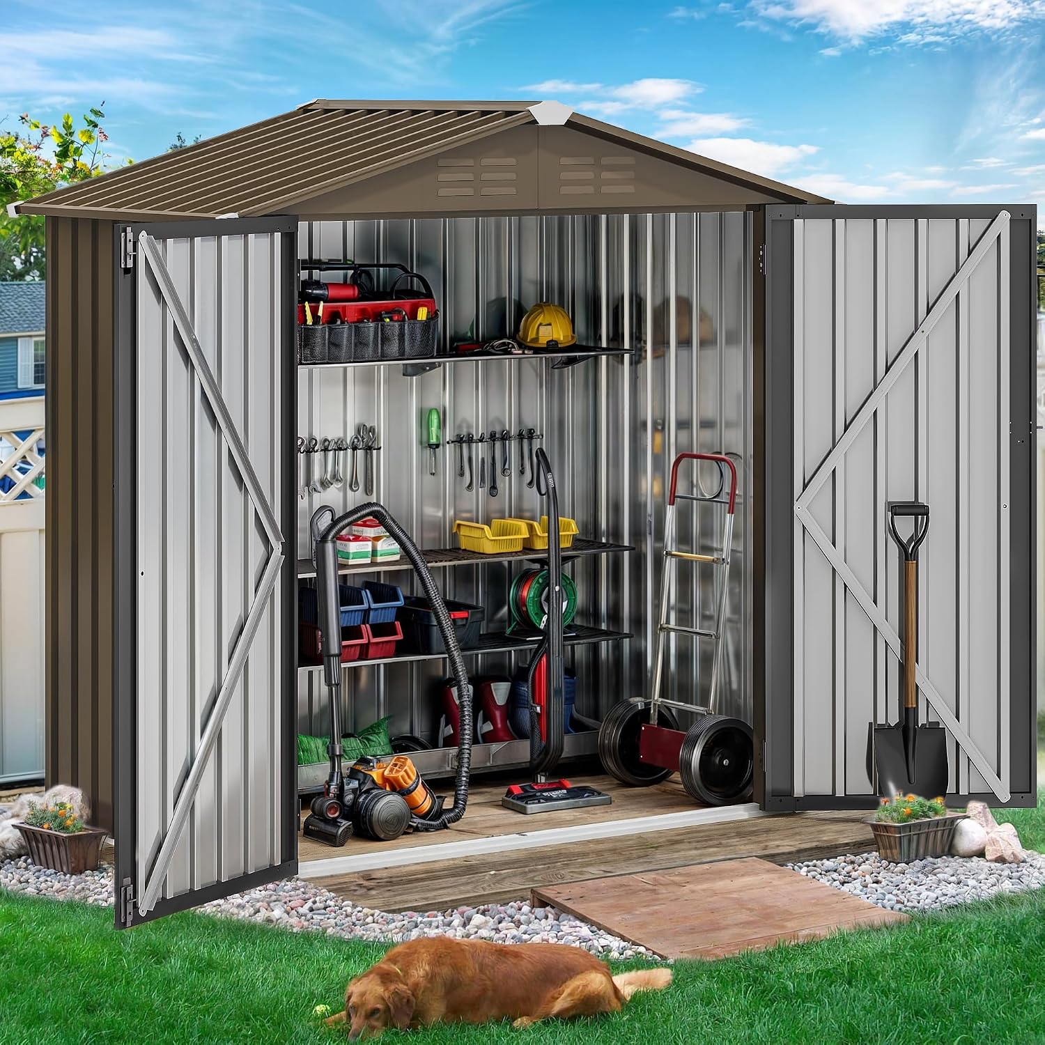 6x4ft Metal Outdoor Storage Sh - đánh giá và giá Gardening Tool